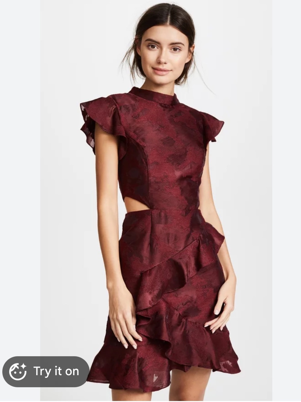 C/MEO Collective Ember Burgundy Ruffle Mini Dress